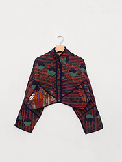The Kaira Cropped Suzani Quilted Kantha Jacket