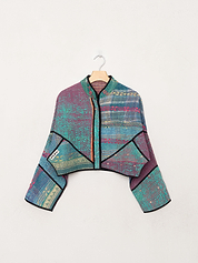 The Kaira Cropped Quilted Patchwork Kantha Jacket