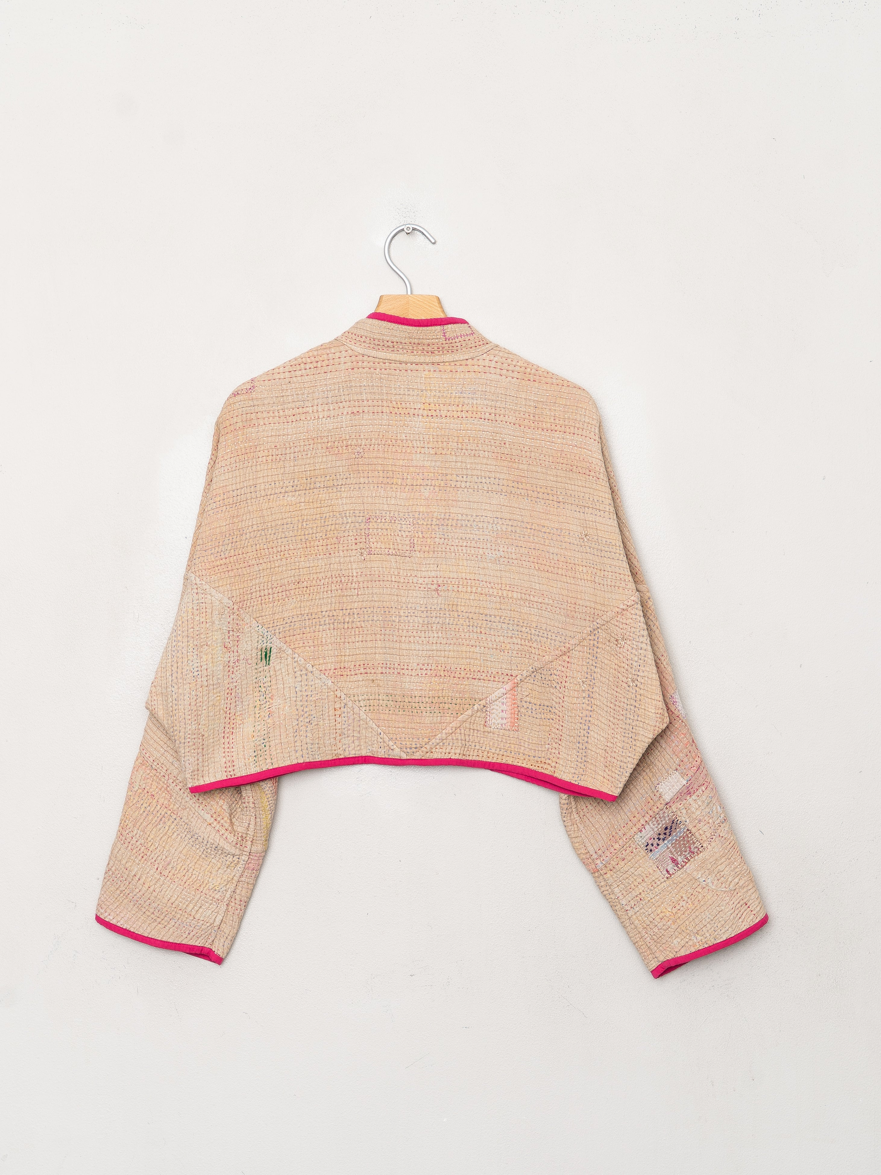 The Kaira Cropped Quilted Patchwork Kantha Jacket