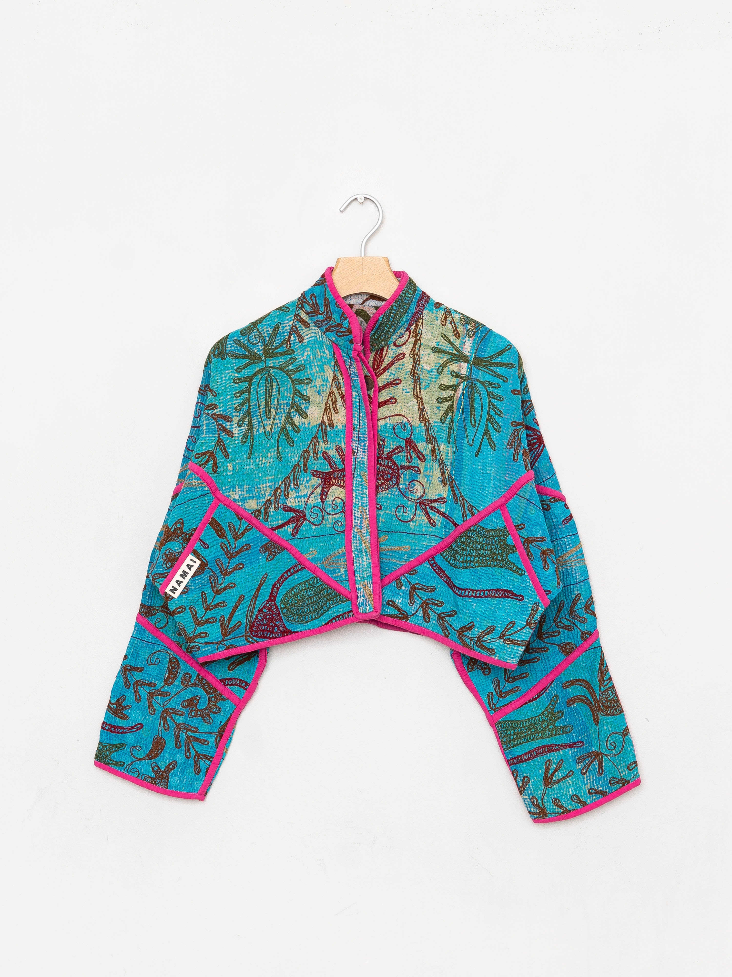 The Kaira Cropped Suzani Quilted Kantha Jacket