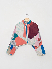 The Kaira Cropped Quilted Patchwork Kantha Jacket