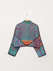 The Kaira Cropped Quilted Patchwork Kantha Jacket
