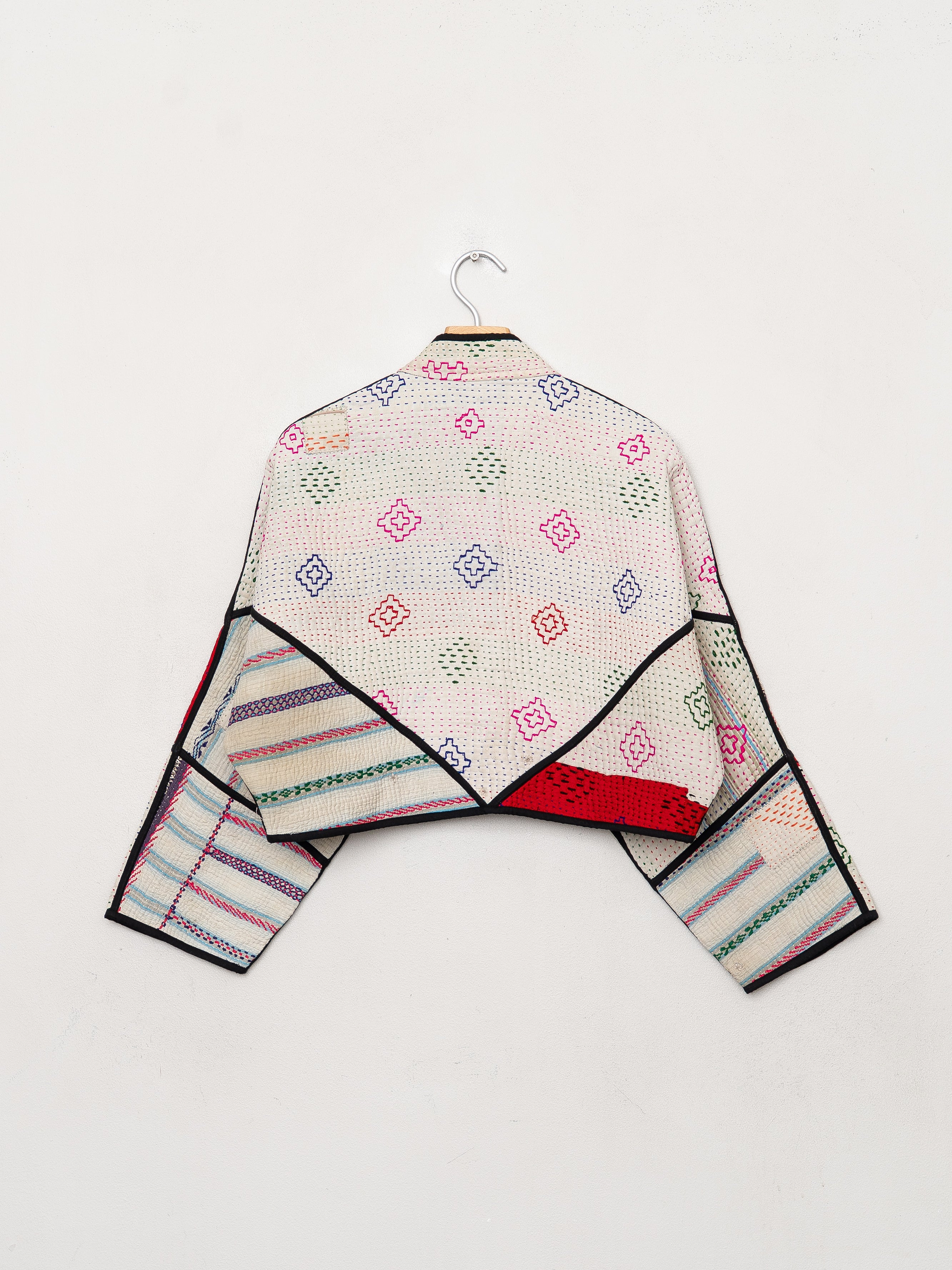 The Kaira Cropped Quilted Patchwork Kantha Jacket