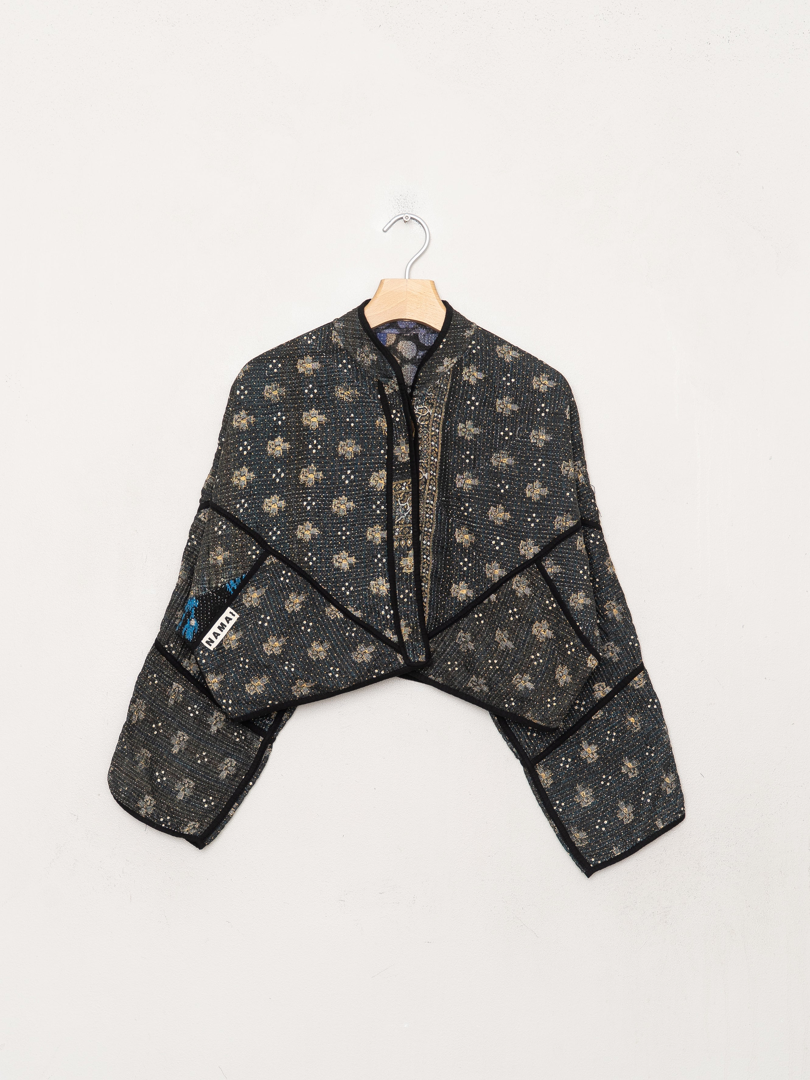 The Kaira Cropped Quilted Indigo Kantha Jacket