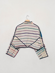 The Kaira Cropped Quilted Patchwork Kantha Jacket