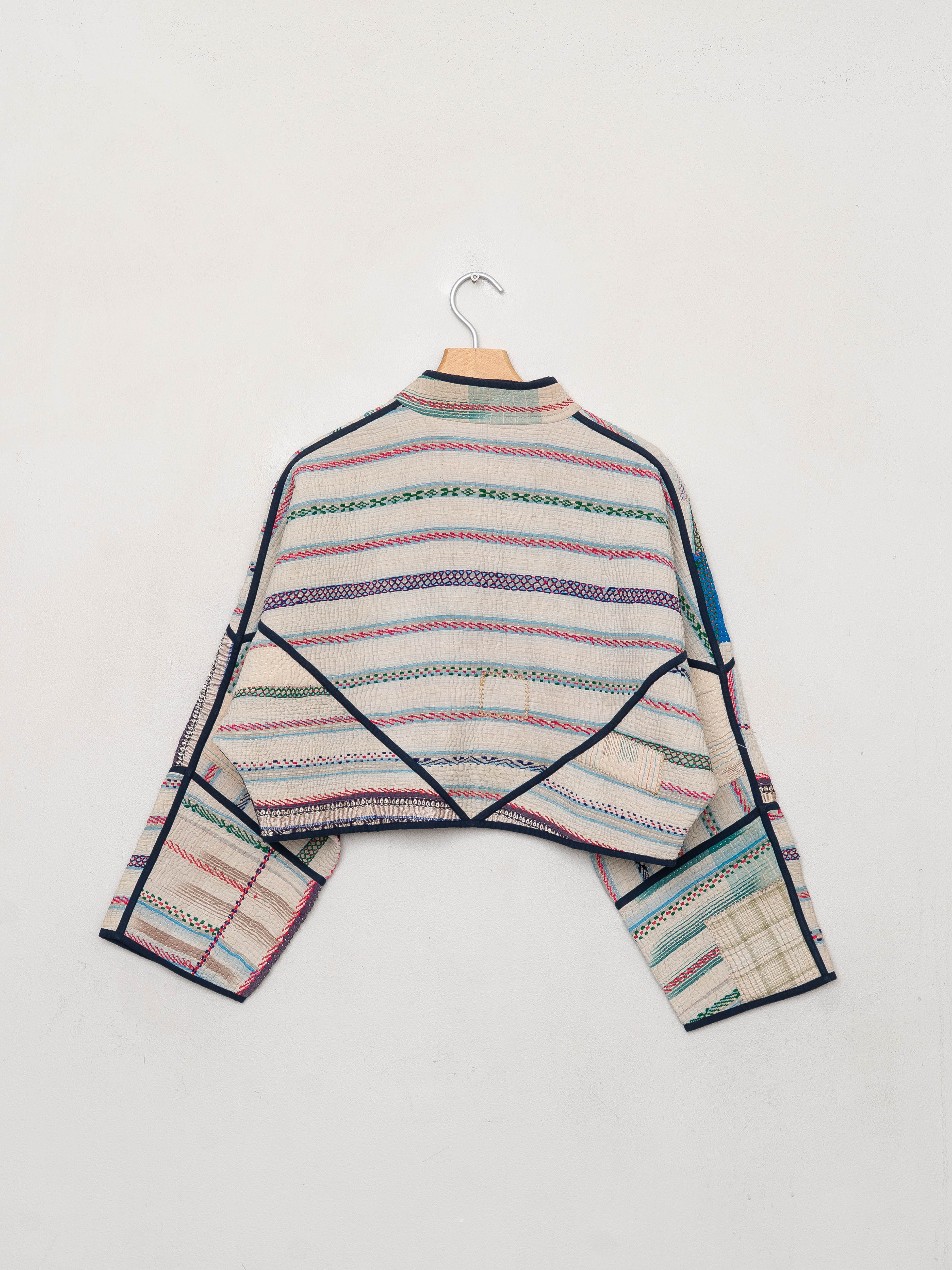 The Kaira Cropped Quilted Patchwork Kantha Jacket