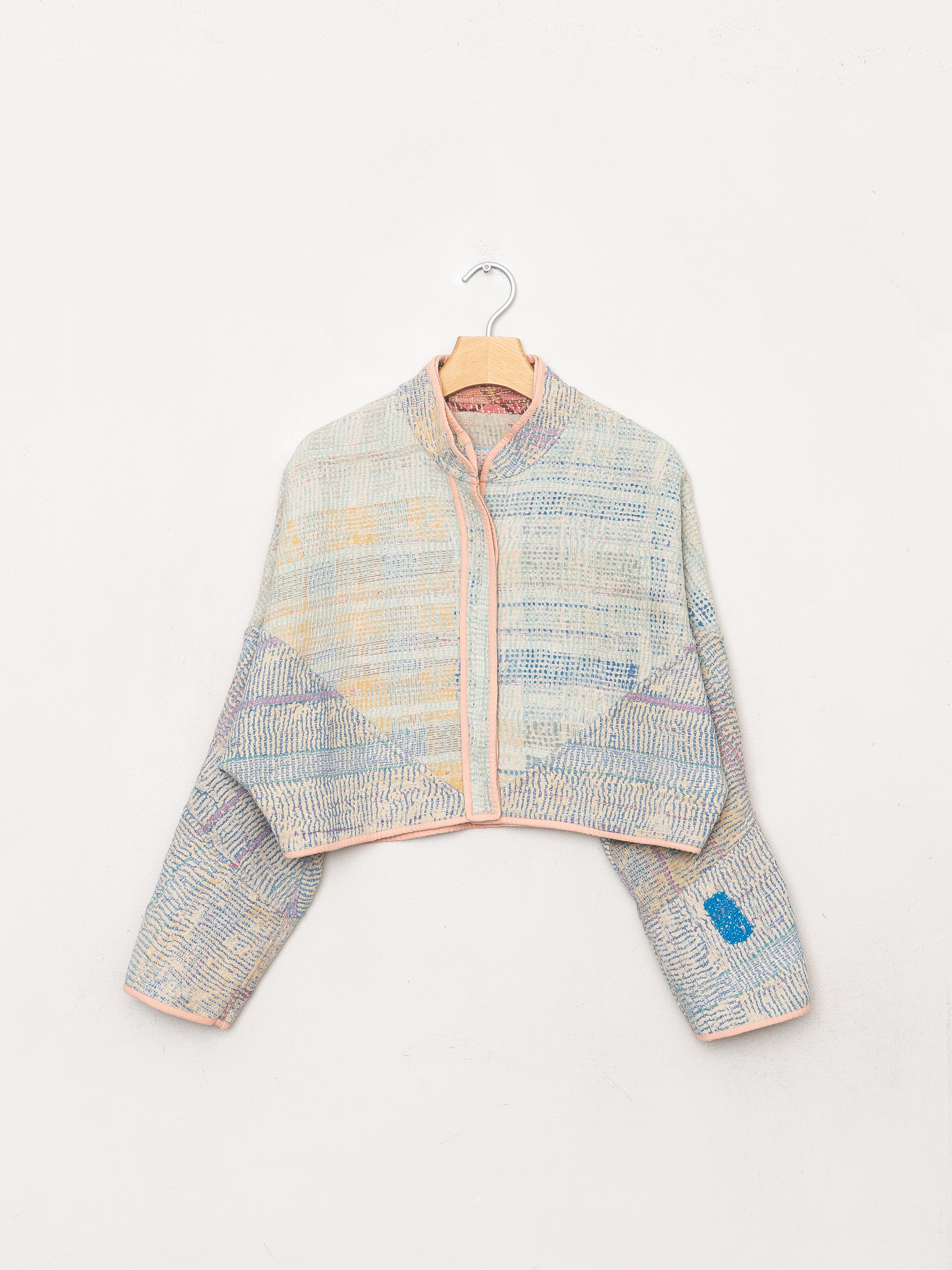 The Kaira Cropped Quilted Patchwork Kantha Jacket