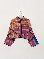 The Kaira Cropped Quilted Patchwork Kantha Jacket
