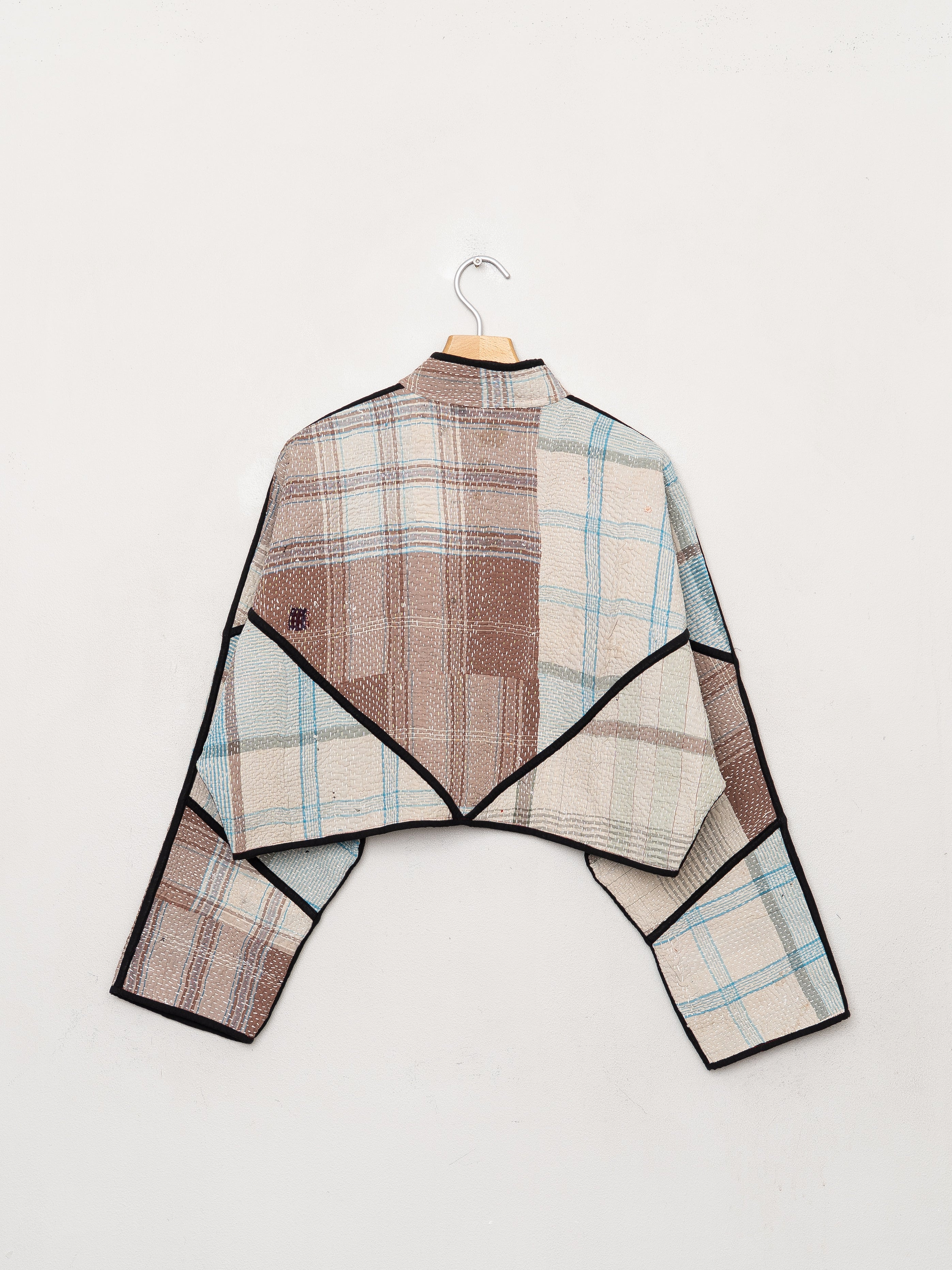 The Kaira Cropped Quilted Patchwork Kantha Jacket