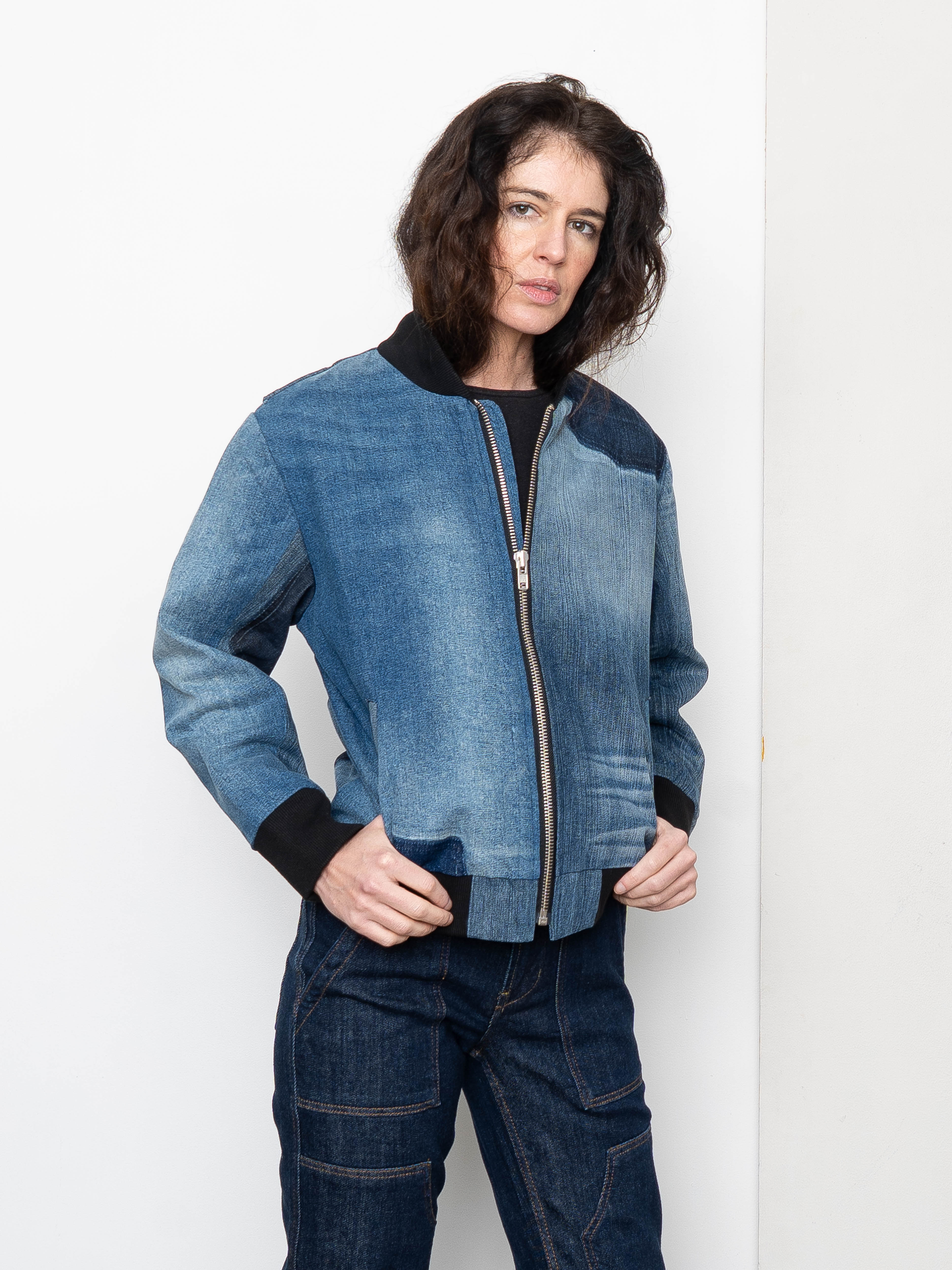 The Veda Denim Bomber Jacket - Small