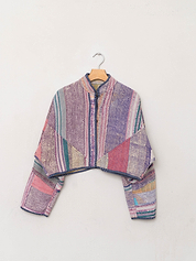 The Kaira Cropped Quilted Patchwork Kantha Jacket