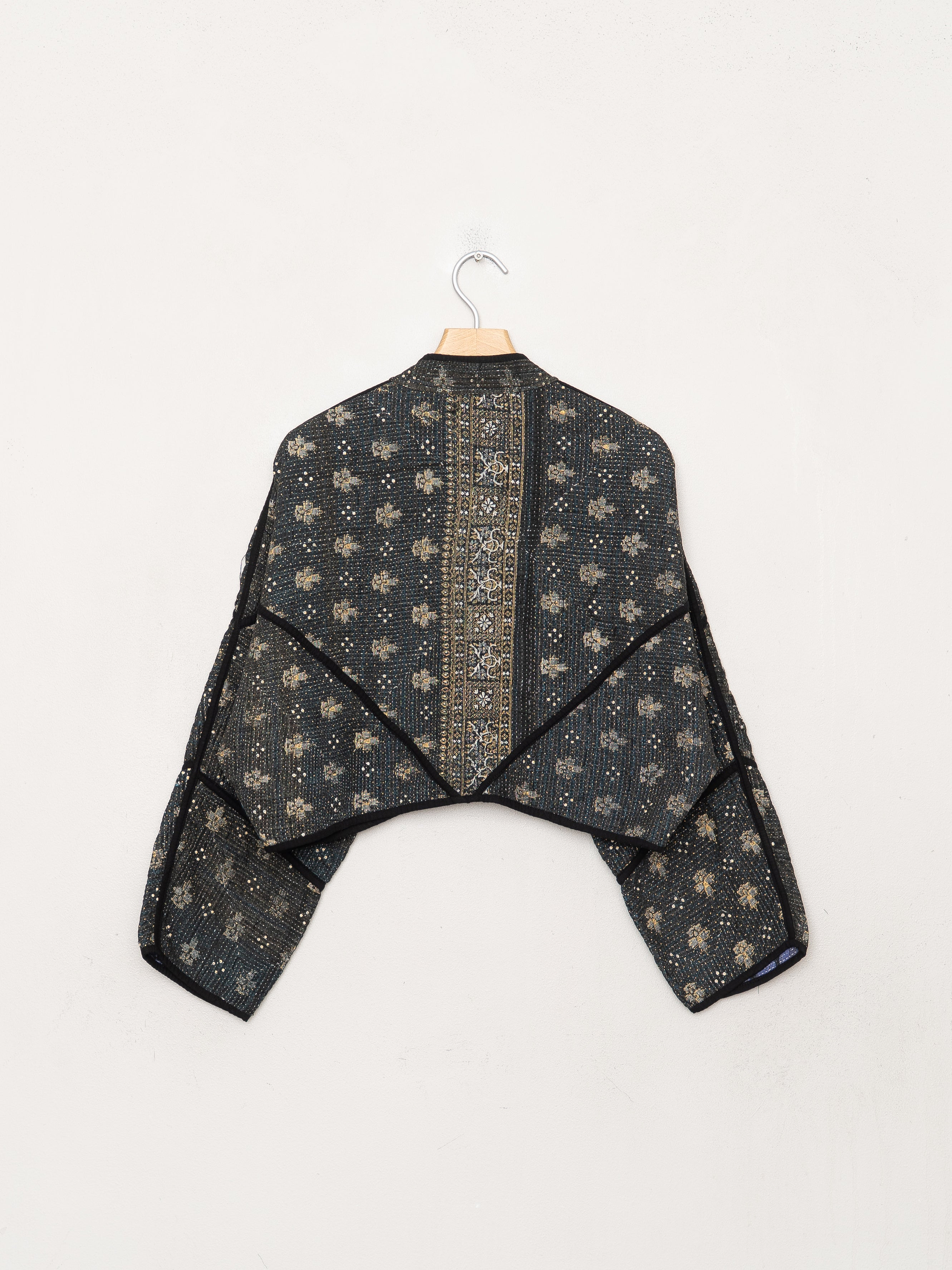 The Kaira Cropped Quilted Indigo Kantha Jacket