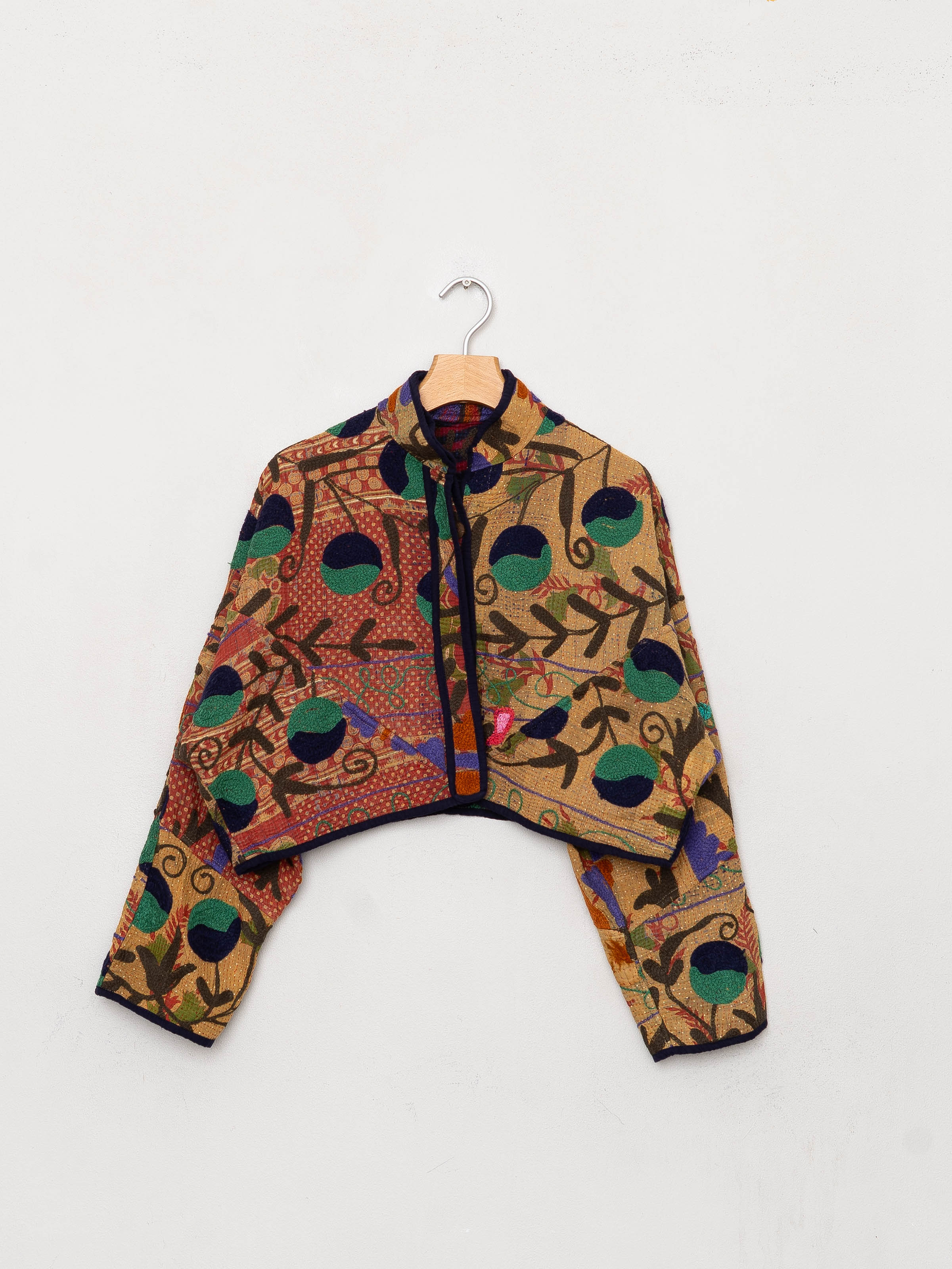 The Kaira Cropped Suzani Quilted Kantha Jacket