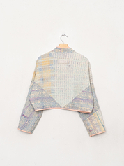 The Kaira Cropped Quilted Patchwork Kantha Jacket