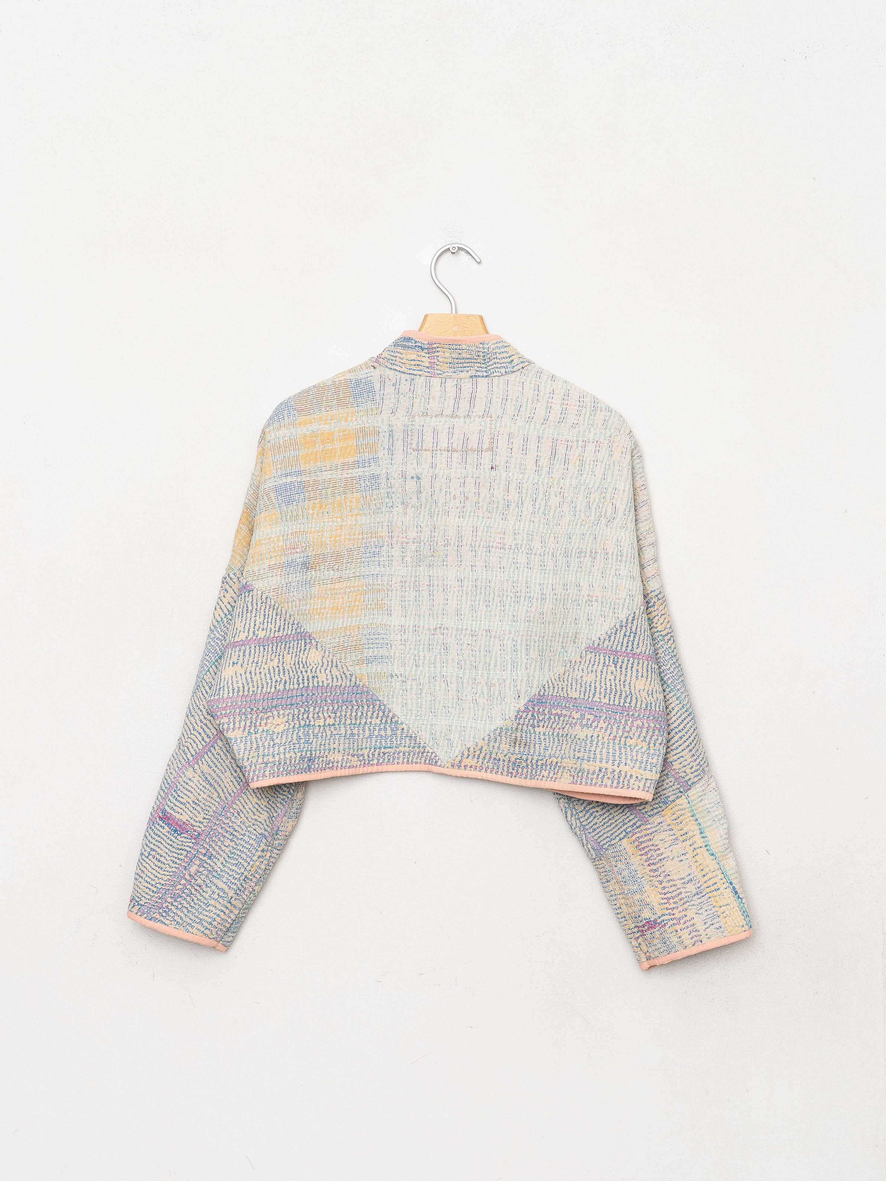 The Kaira Cropped Quilted Patchwork Kantha Jacket