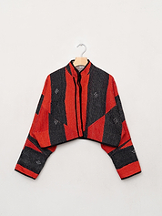 The Kaira Cropped Quilted Patchwork Kantha Jacket