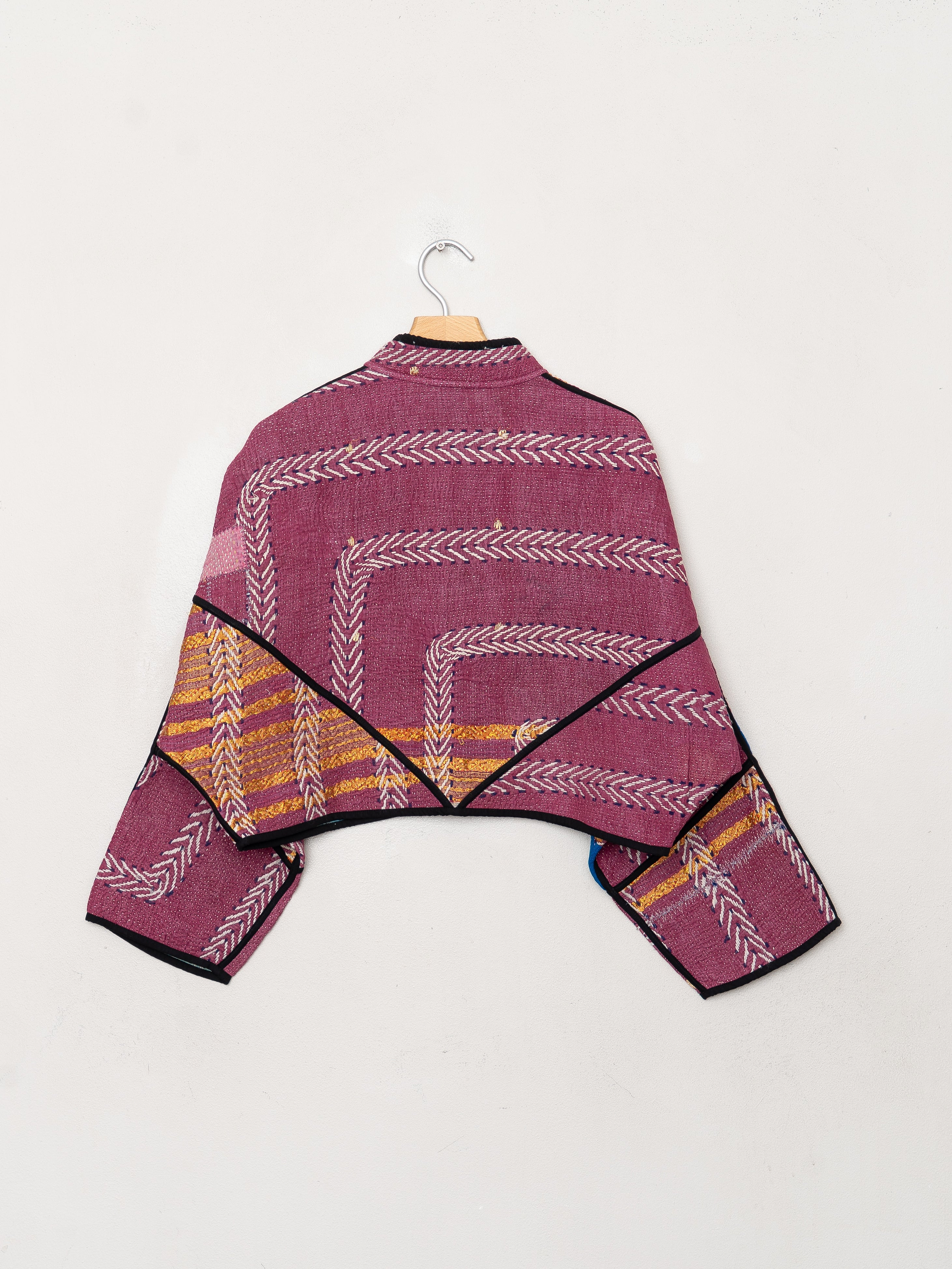 The Kaira Cropped Quilted Patchwork Kantha Jacket