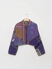 The Kaira Cropped Quilted Patchwork Kantha Jacket