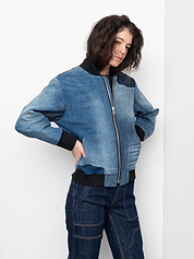 The Veda Denim Bomber Jacket - Small