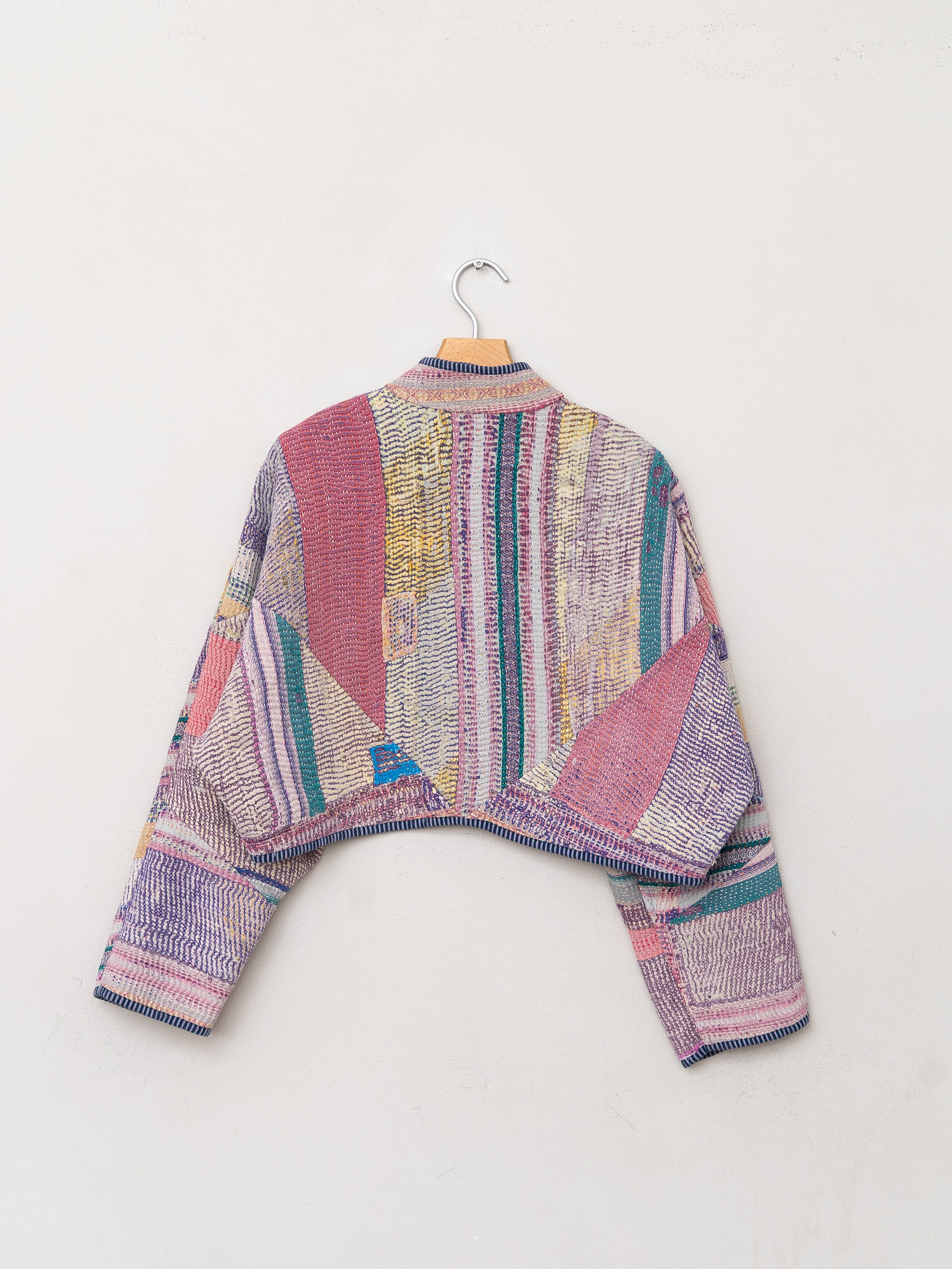 The Kaira Cropped Quilted Patchwork Kantha Jacket