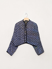 The Kaira Cropped Quilted Indigo Kantha Jacket