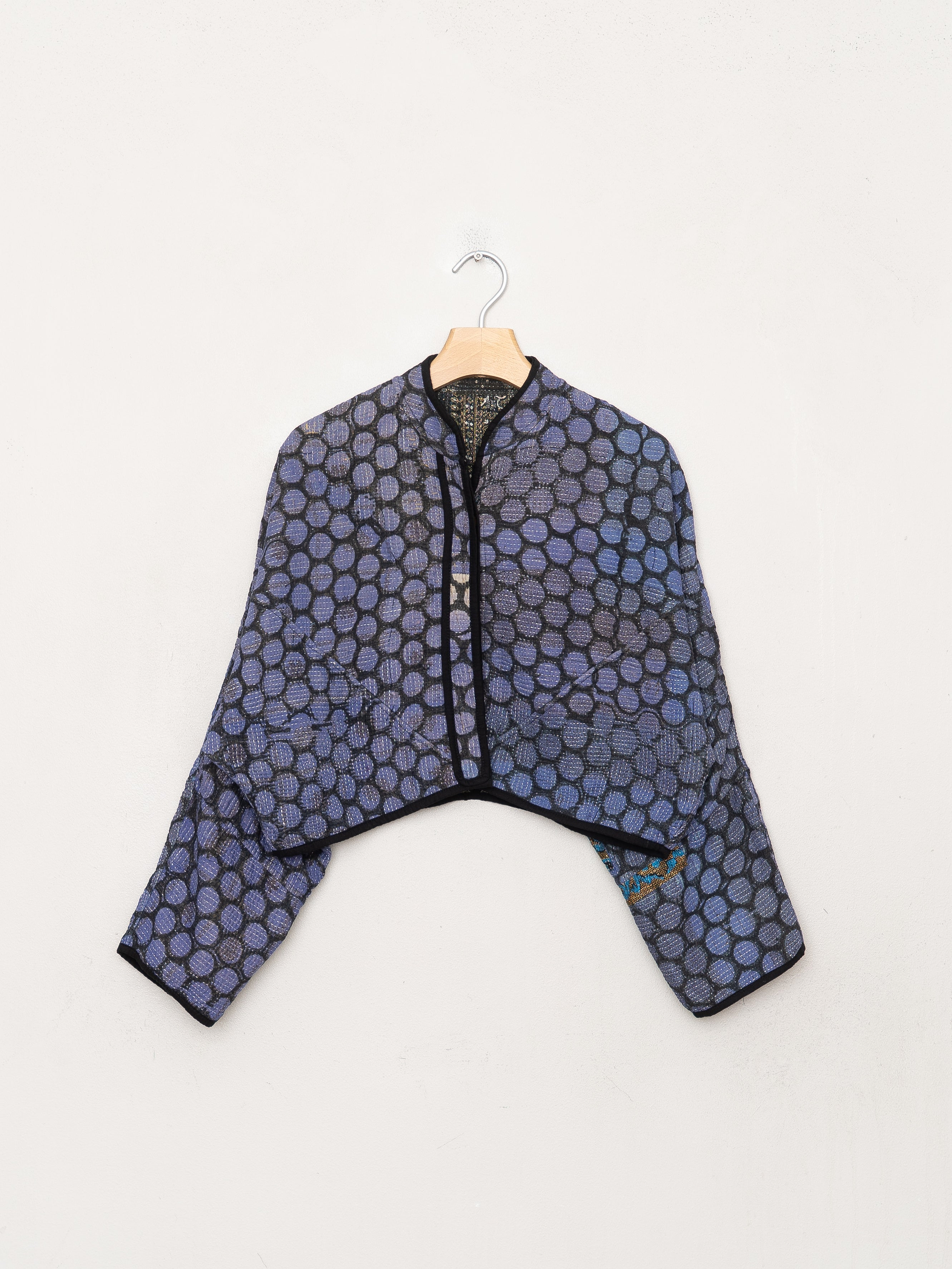 The Kaira Cropped Quilted Indigo Kantha Jacket