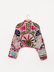 The Kaira Cropped Suzani Quilted Kantha Jacket