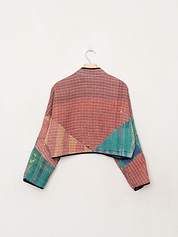 The Kaira Cropped Quilted Patchwork Kantha Jacket