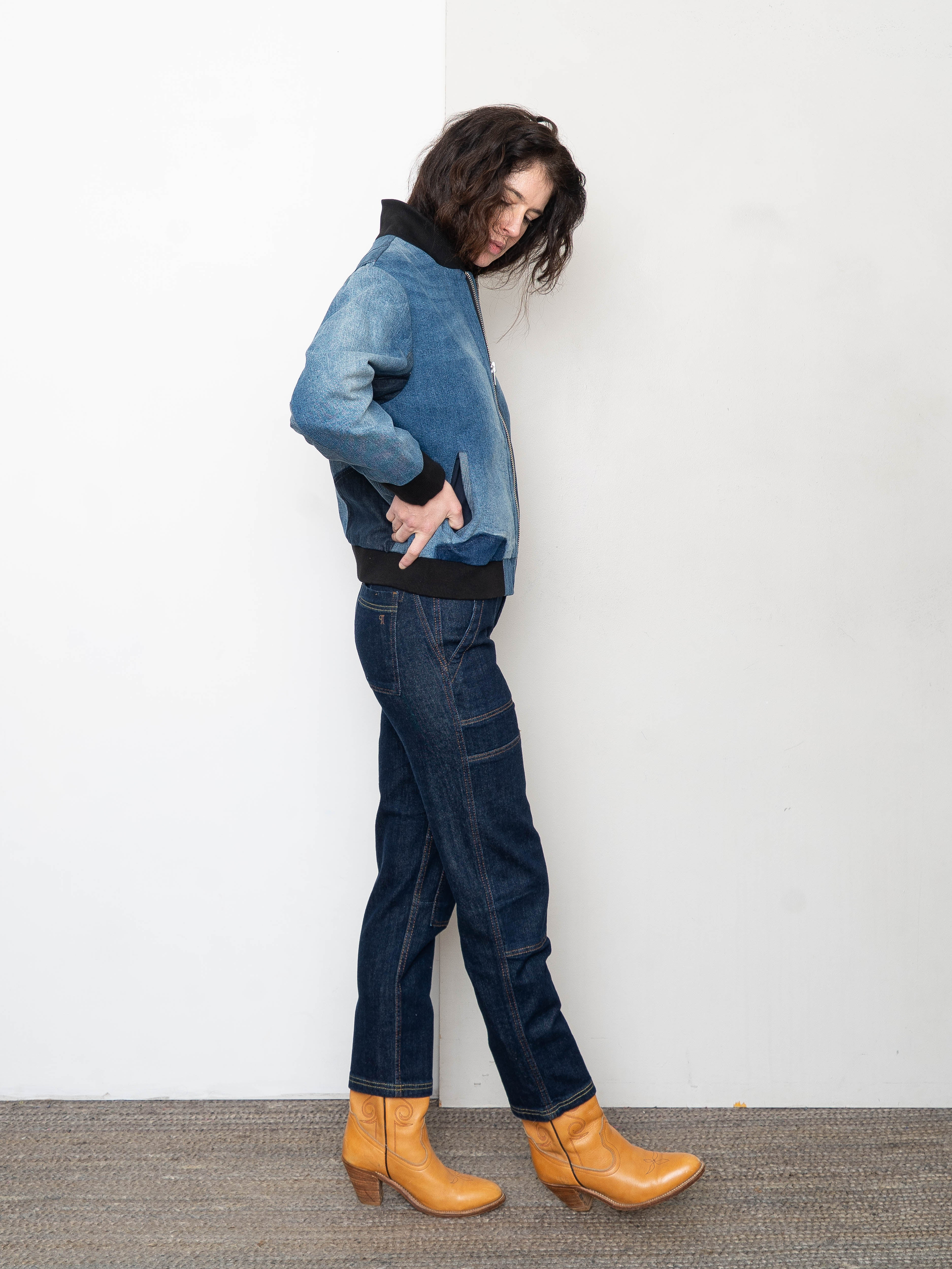 The Veda Denim Bomber Jacket - Small