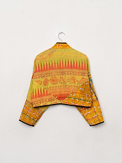 The Kaira Cropped Quilted Patchwork Kantha Jacket