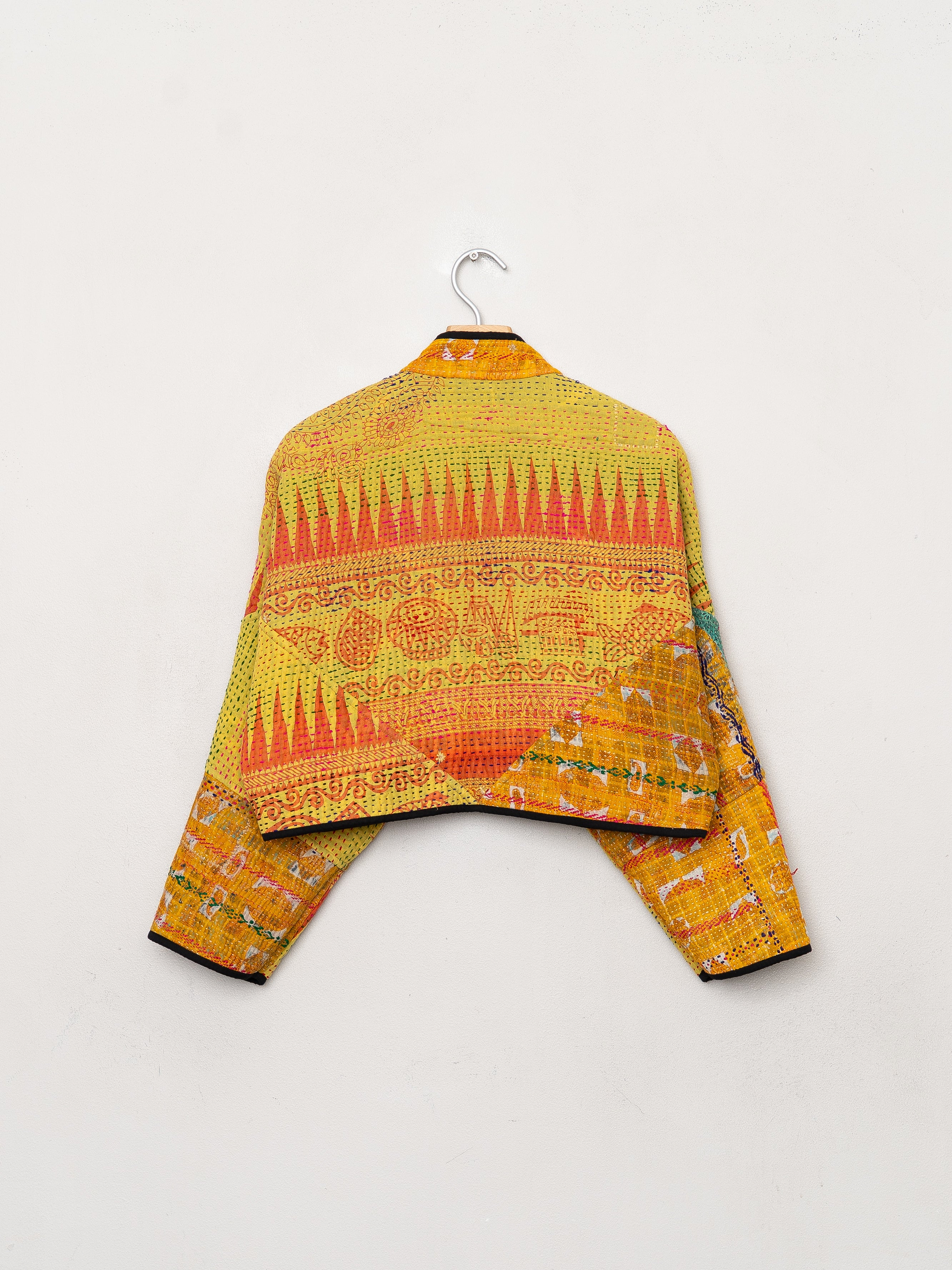 The Kaira Cropped Quilted Patchwork Kantha Jacket