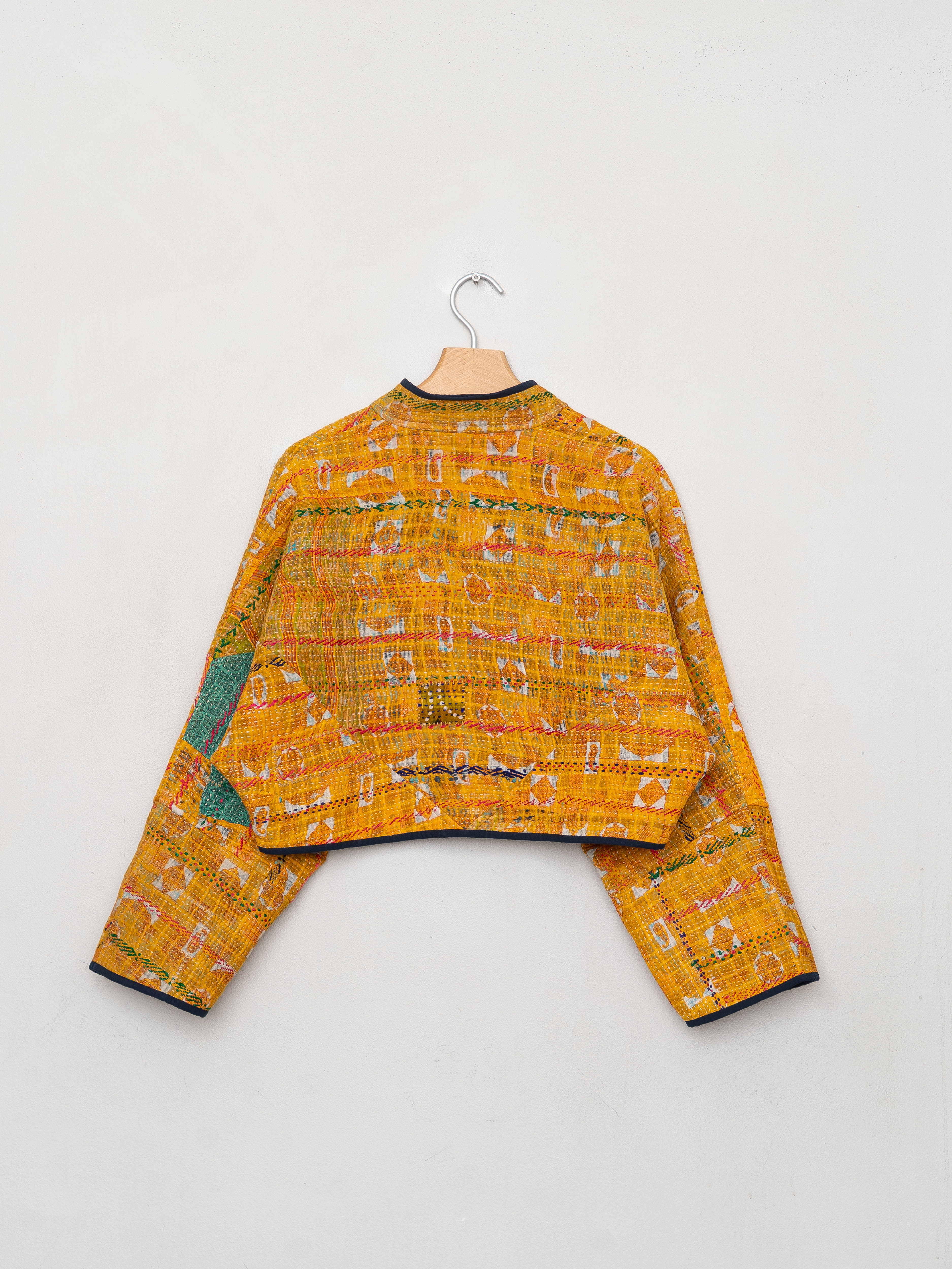 The Kaira Cropped Quilted Patchwork Kantha Jacket