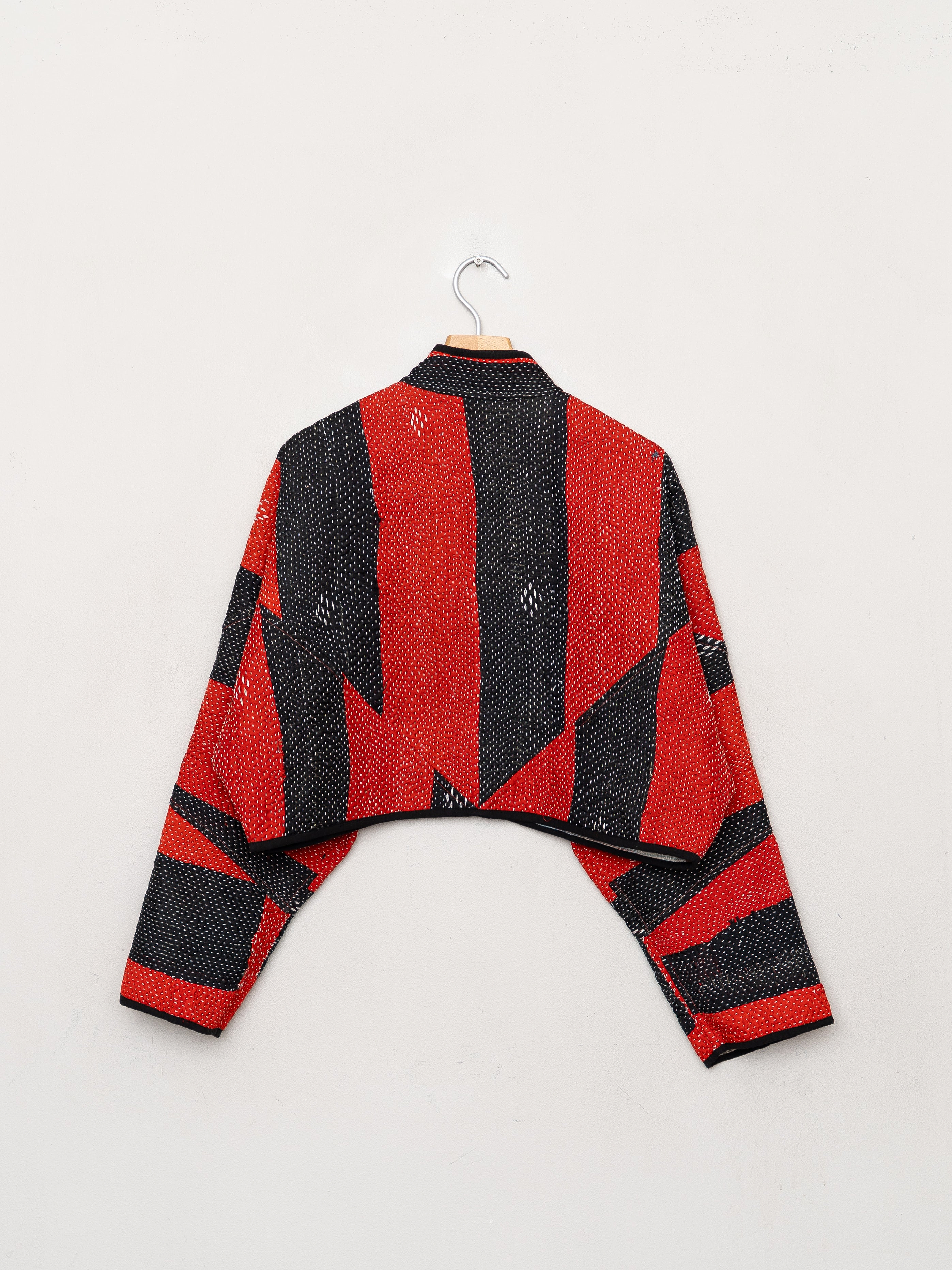 The Kaira Cropped Quilted Patchwork Kantha Jacket