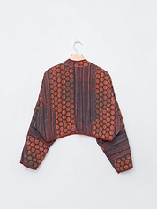 The Kaira Cropped Quilted Indigo Kantha Jacket
