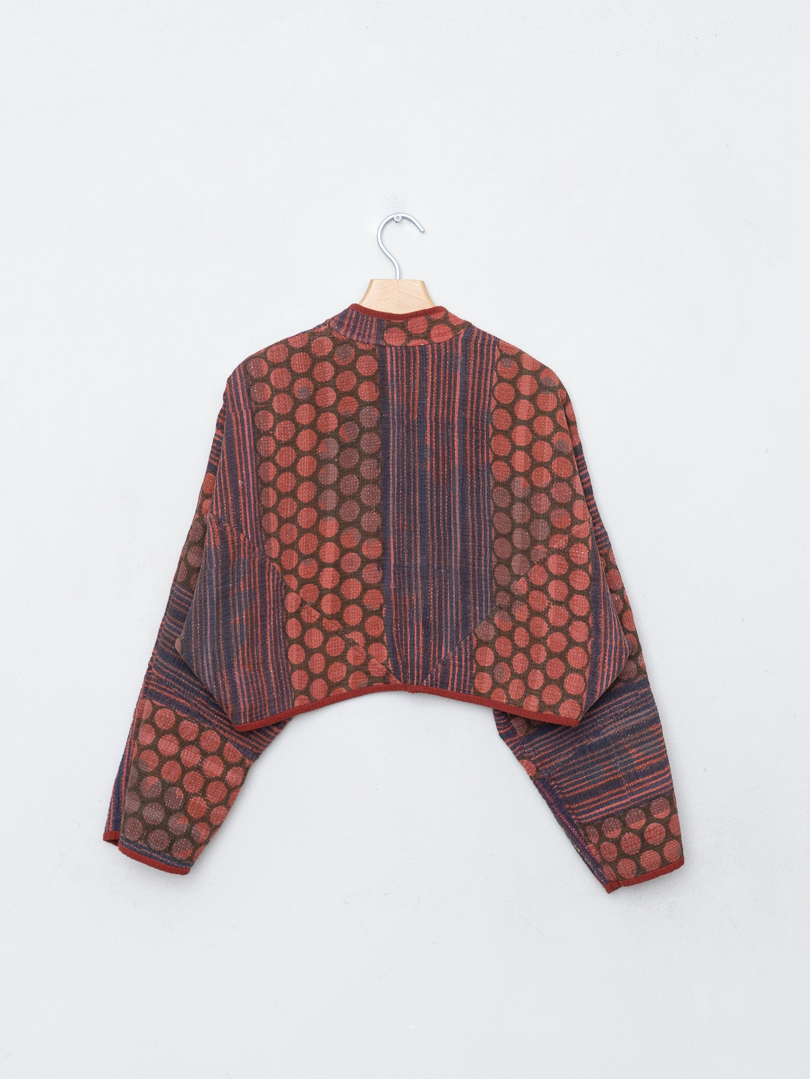 The Kaira Cropped Quilted Indigo Kantha Jacket
