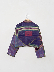 The Kaira Cropped Quilted Patchwork Kantha Jacket