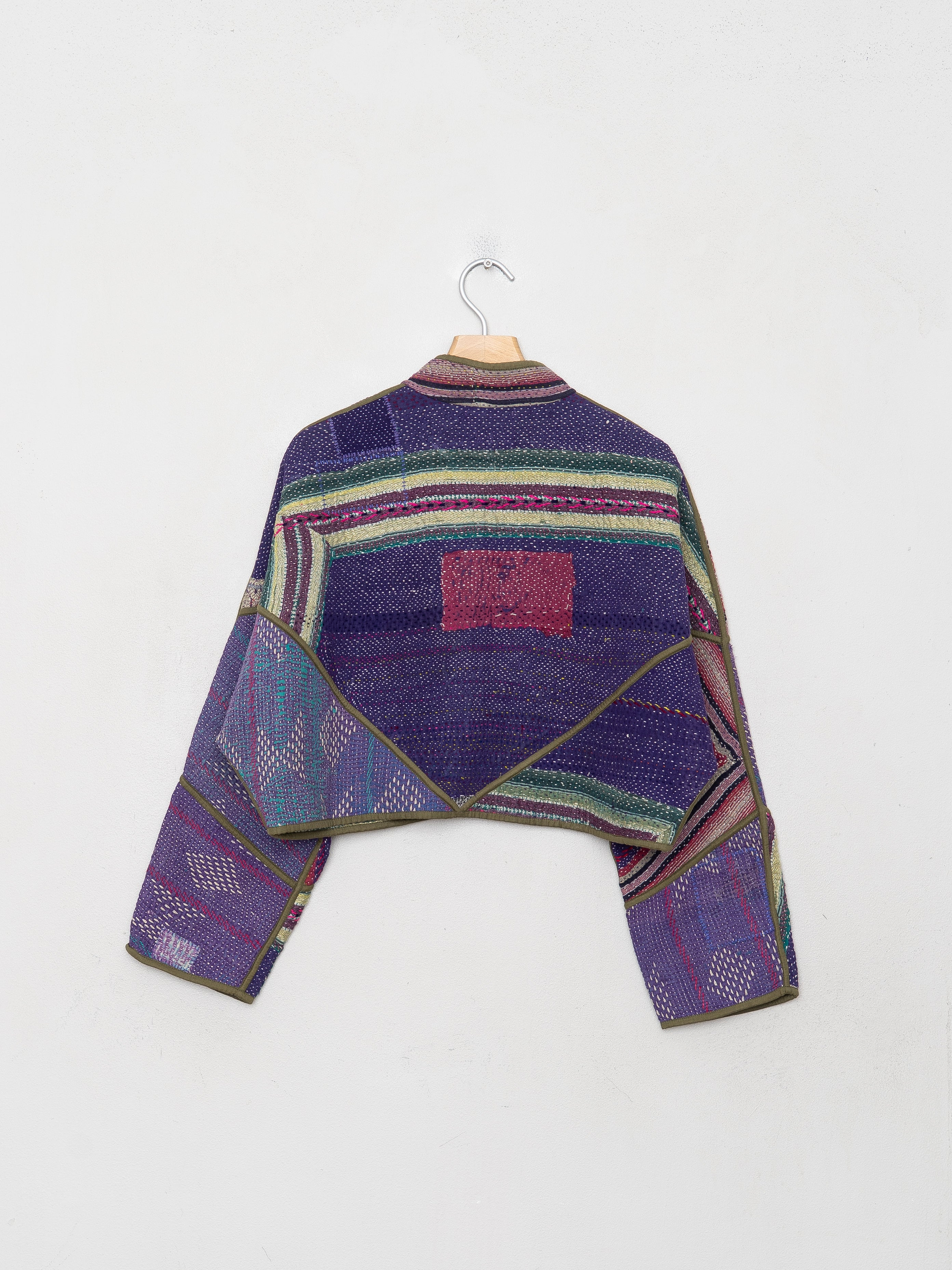 The Kaira Cropped Quilted Patchwork Kantha Jacket
