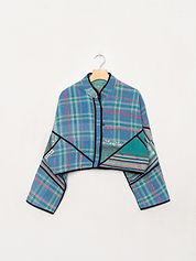 The Kaira Cropped Quilted Patchwork Kantha Jacket