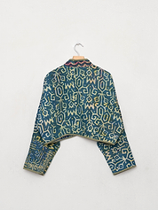 The Kaira Cropped Quilted Indigo Kantha Jacket
