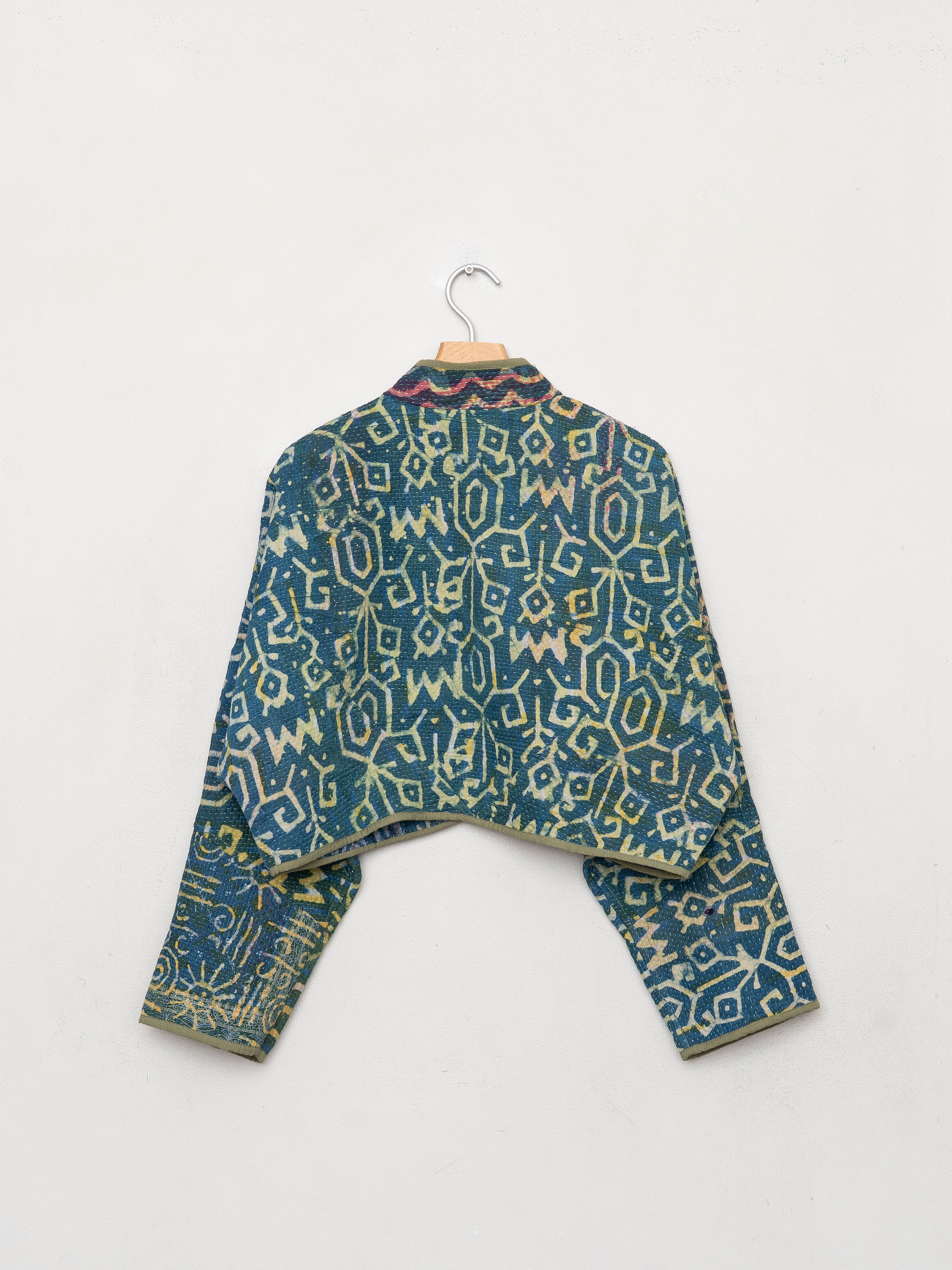 The Kaira Cropped Quilted Indigo Kantha Jacket