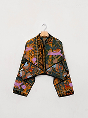 The Kaira Cropped Suzani Quilted Kantha Jacket