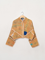 The Kaira Cropped Quilted Patchwork Kantha Jacket