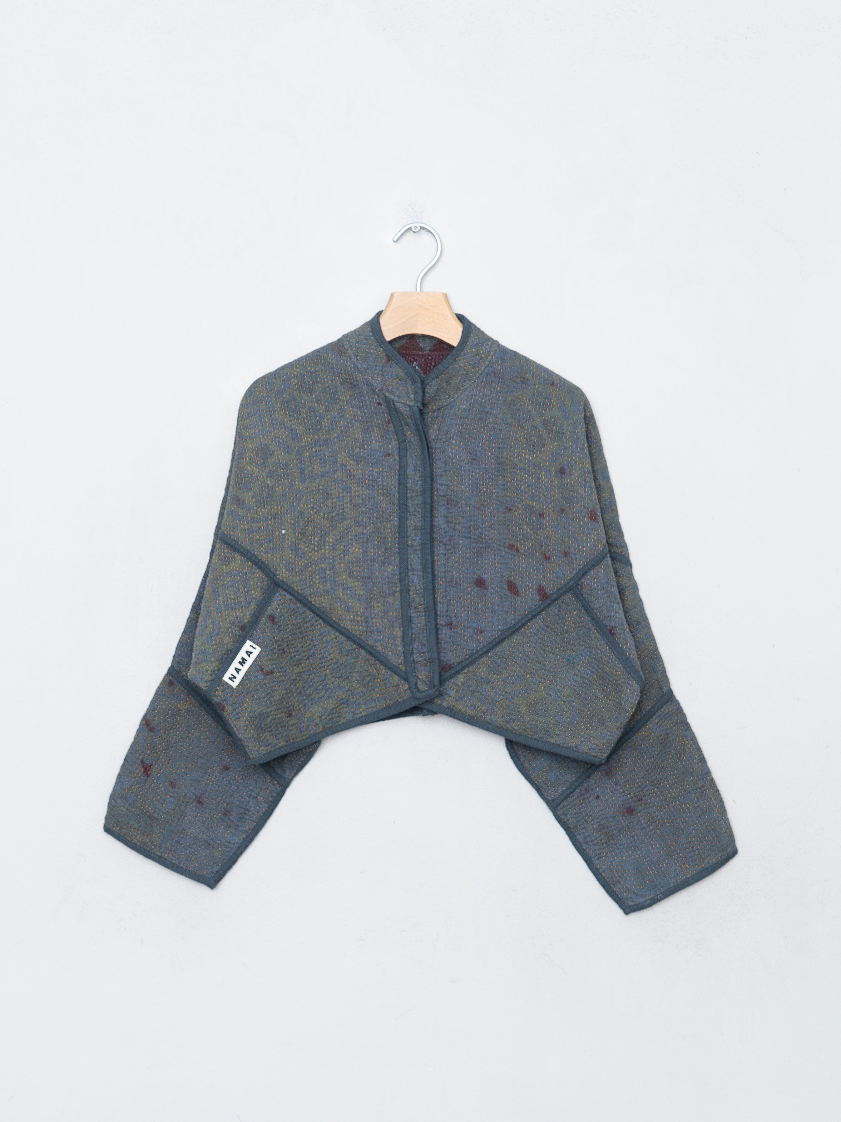The Kaira Cropped Quilted Indigo Kantha Jacket