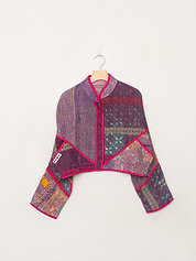 The Kaira Cropped Quilted Patchwork Kantha Jacket