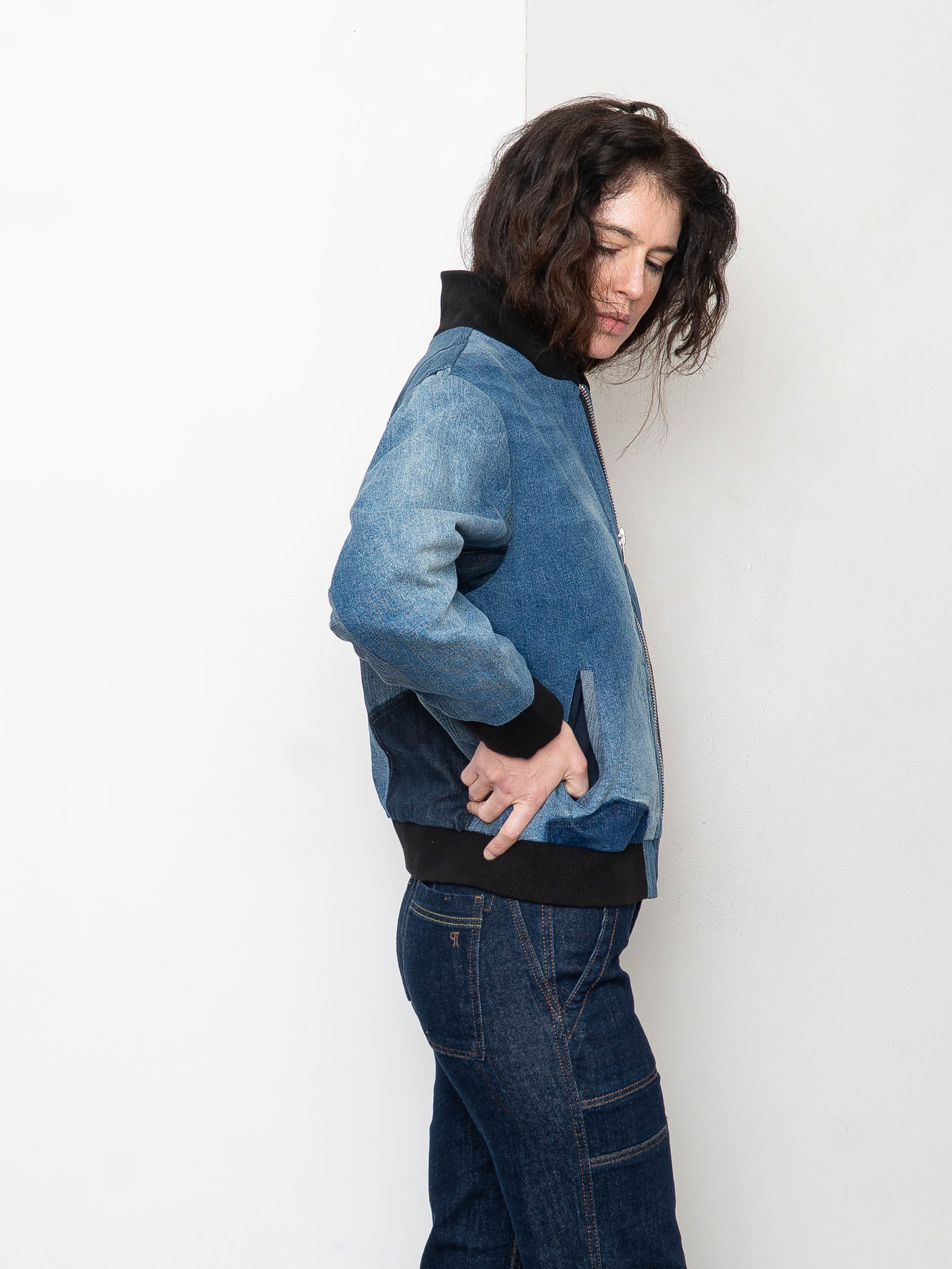 The Veda Denim Bomber Jacket - Small