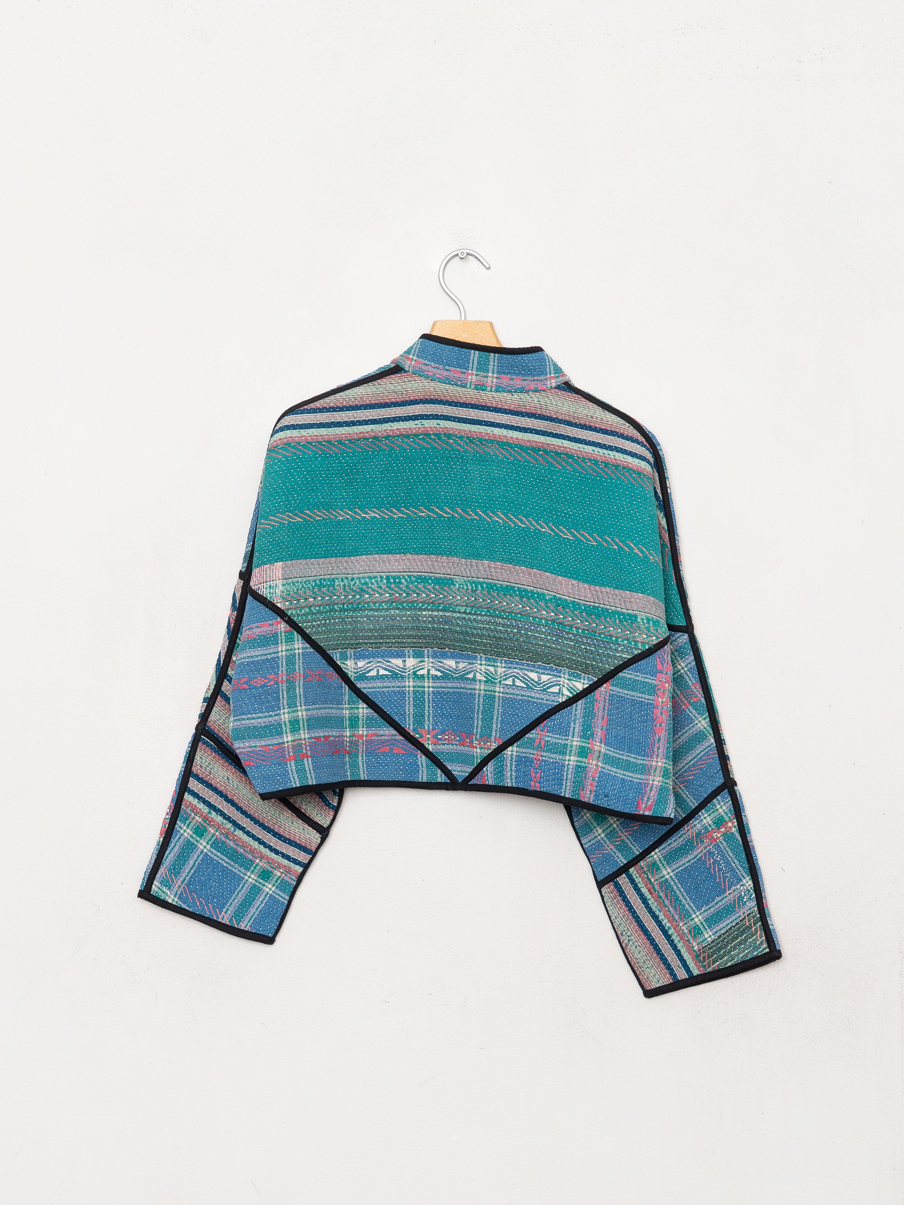 The Kaira Cropped Quilted Patchwork Kantha Jacket