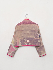 The Kaira Cropped Quilted Patchwork Kantha Jacket