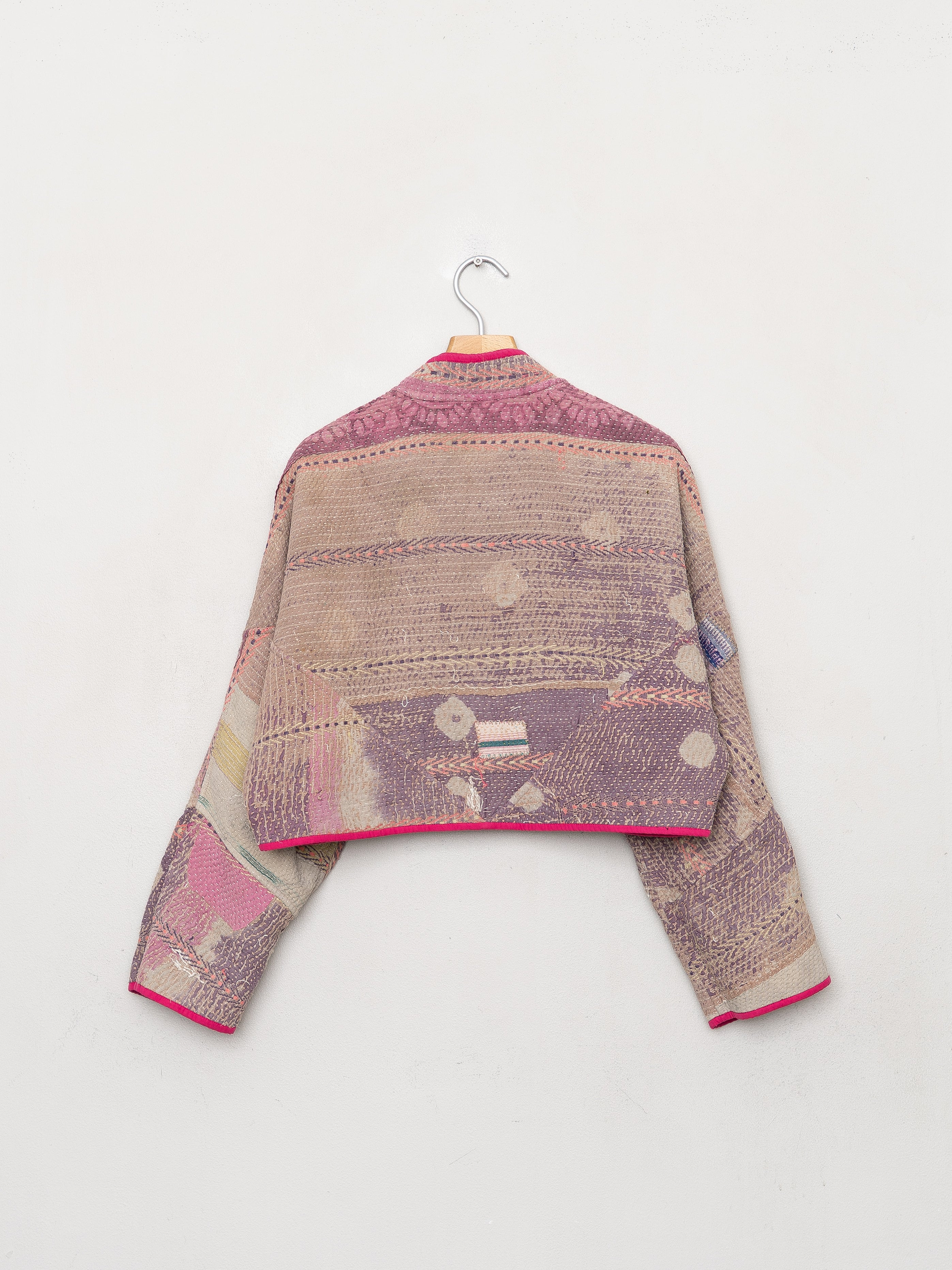 The Kaira Cropped Quilted Patchwork Kantha Jacket