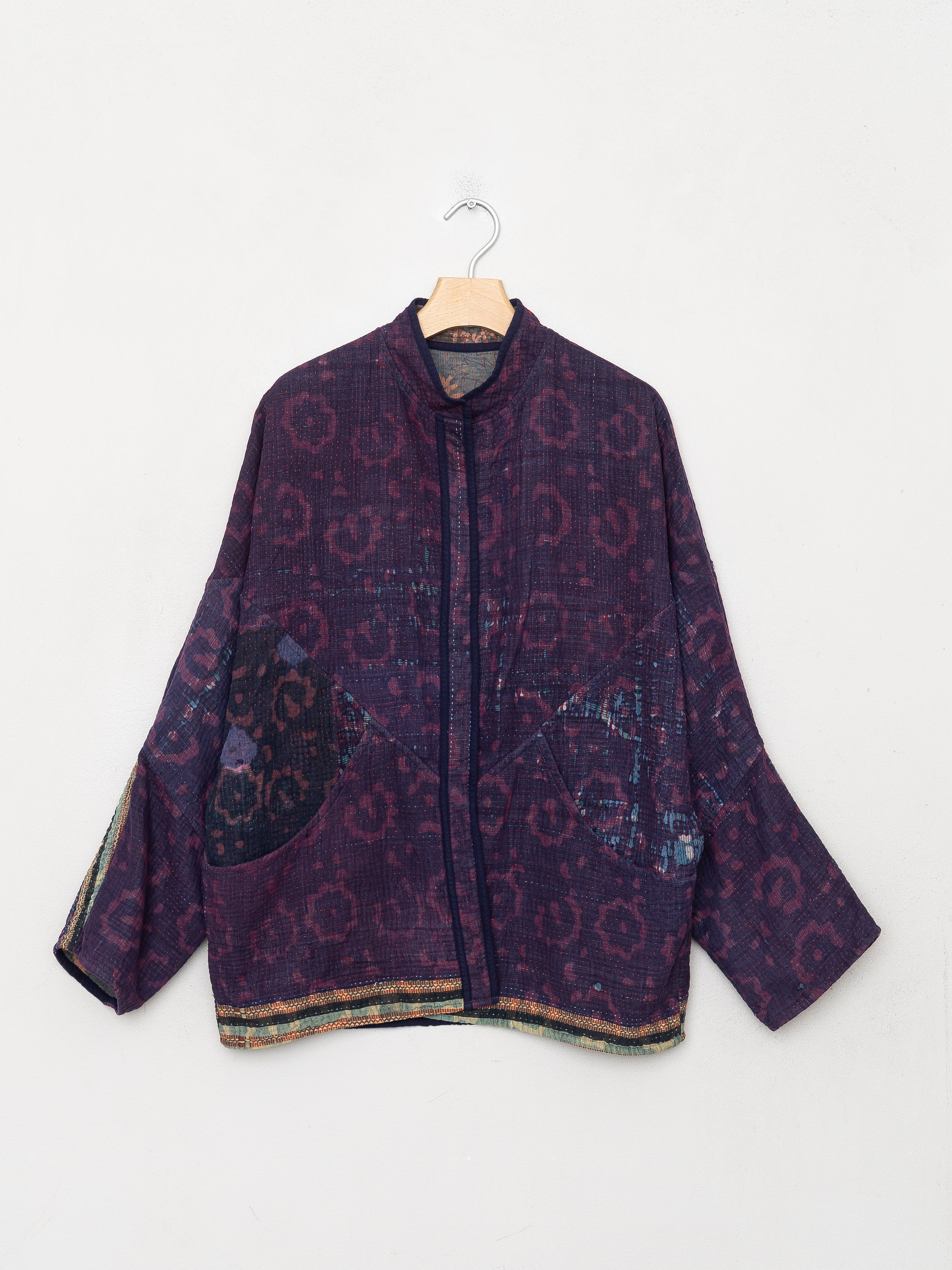 The Ishani Quilted Indigo Kantha Jacket