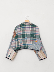 The Kaira Cropped Quilted Patchwork Kantha Jacket